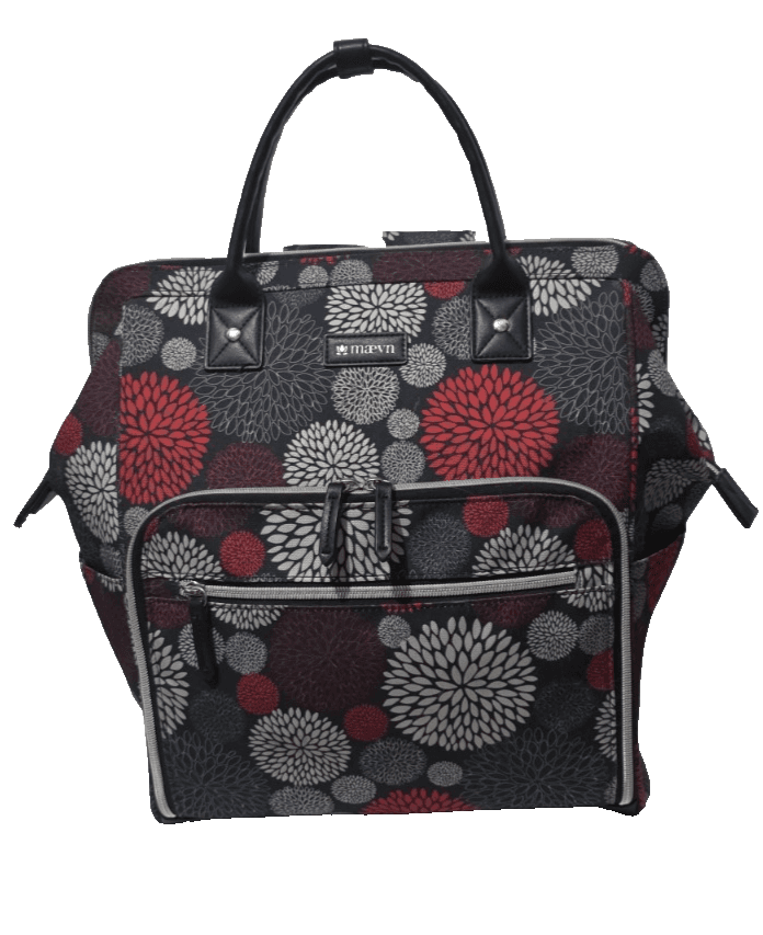 Maevn ReadyGo Clinical Backpack/Medical Tote Bag Red White Grey Floral Dhalia - Thumbnail 4
