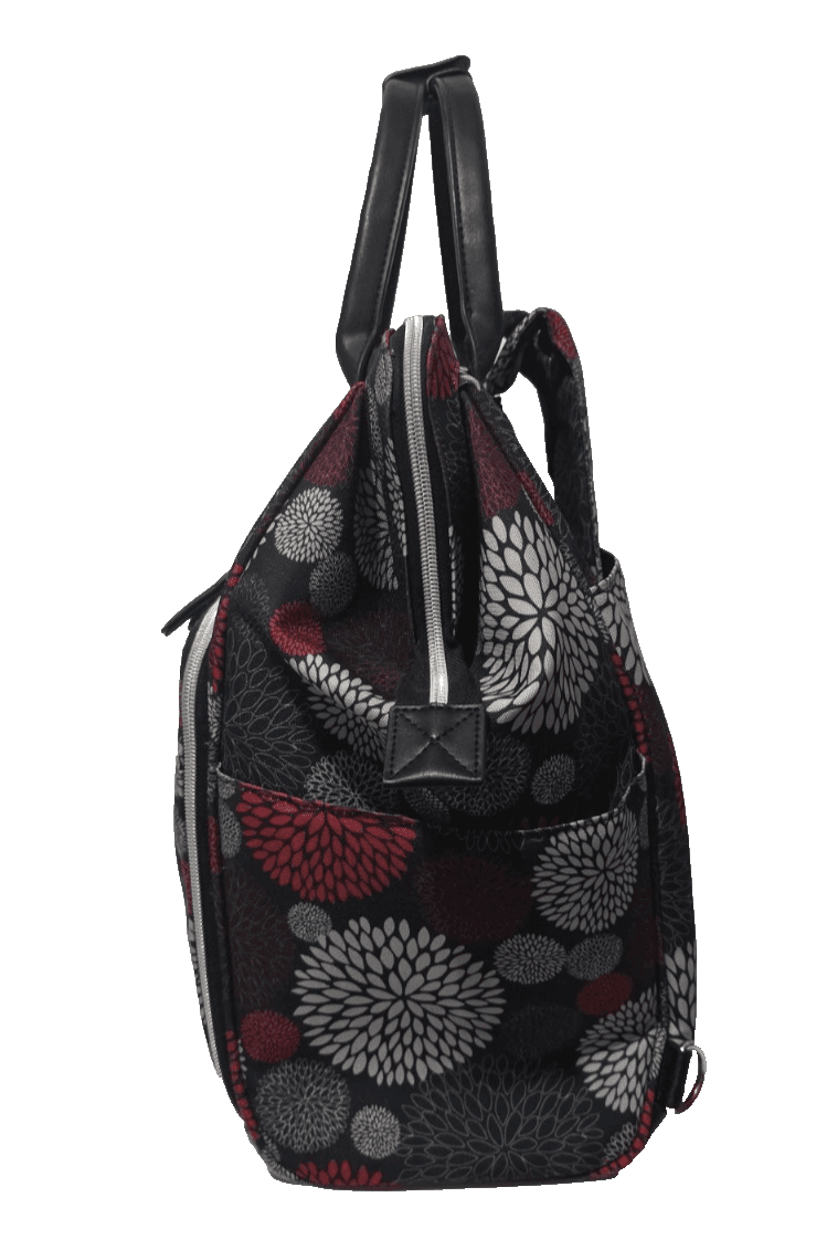 Maevn ReadyGo Clinical Backpack/Medical Tote Bag Red White Grey Floral Dhalia - Thumbnail 8