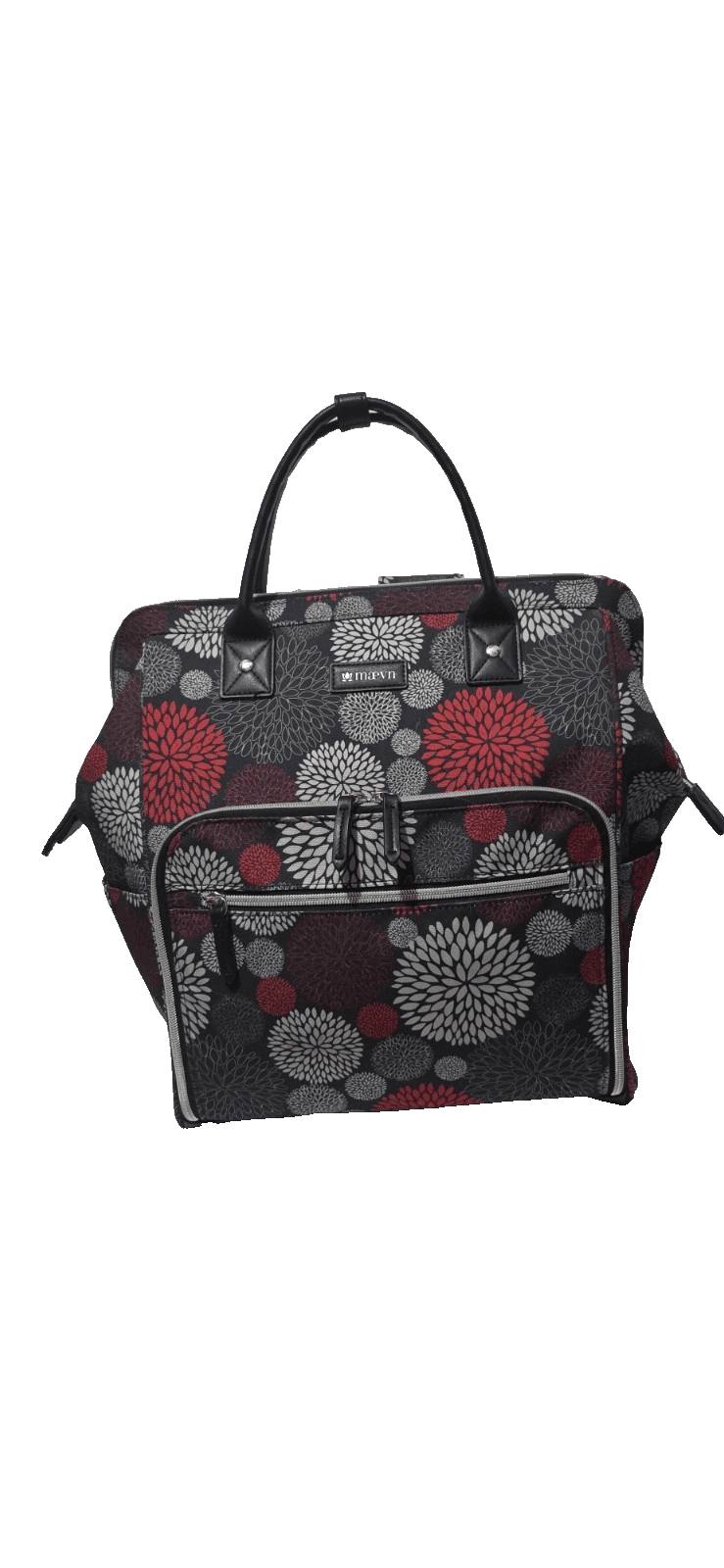 Maevn ReadyGo Clinical Backpack/Medical Tote Bag Red White Grey Floral Dhalia - Thumbnail 9
