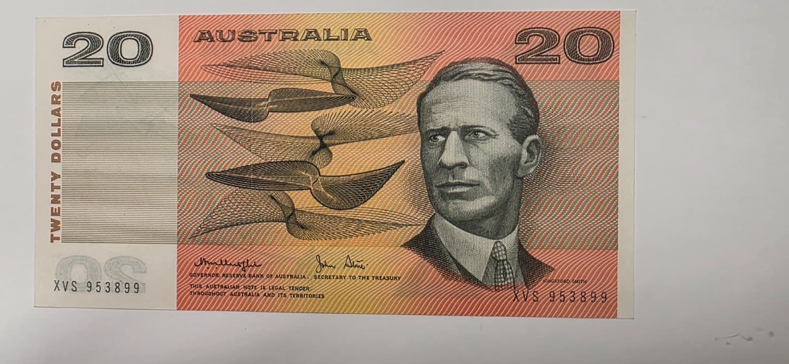 Vintage 1979 Australia 20 Dollars Banknote Knight Stone Gothic First Prefix XVS