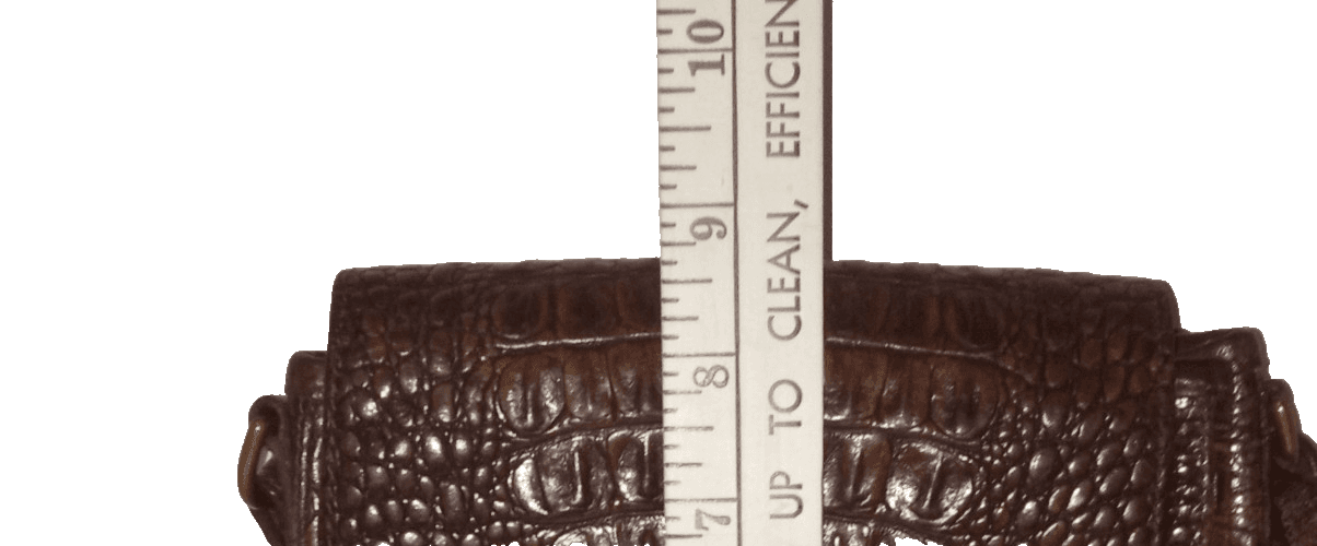 Used Vintage Brahmin Pecan Melbourne Leather Crossbody Bag Croc Embossed Flap - Thumbnail 10