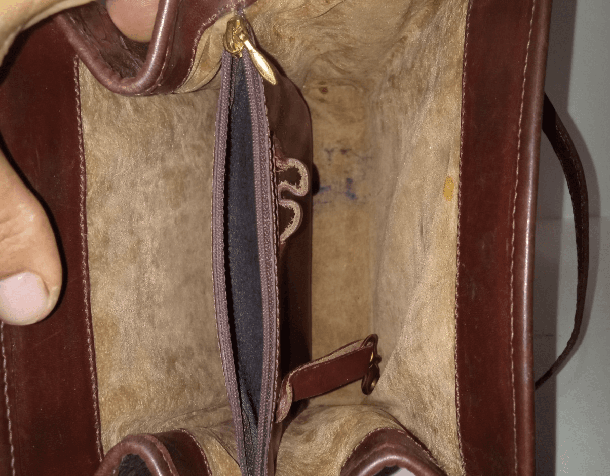 Used Vintage Brahmin Pecan Melbourne Leather Crossbody Bag Croc Embossed Flap - Thumbnail 11