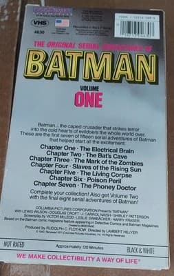 The Original Serial Adventures Of Batman Volume 1 VHS Black & White - Thumbnail 2