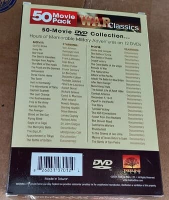 War Classics 50 Movie Pack - 12-Disc Set (DVD, 2004, 12-Disc Set) - Thumbnail 2