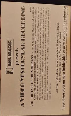 The Last Of The Mohicans Reel Images VHS 1932 Video Yesteryear 2 tapes - Thumbnail 2