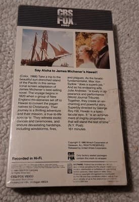 Hawaii VHS SEALED Watermarks CBS Fox NO BARCODE Julie Andrews Max Von Sydow VTG - Thumbnail 2