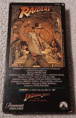 Paramount Indiana Jones and the Raiders of the Lost Ark VHS Tape