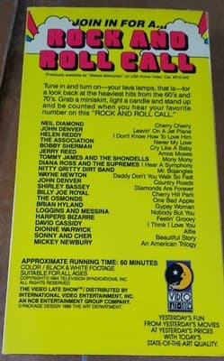 Rock And Roll Call VHS 1984 The Video Late Show Rare Classic Music 60s/70s Hits - Thumbnail 2