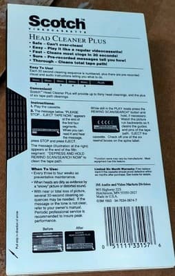 Scotch VCR Head Cleaner Plus Vhs Tape - Thumbnail 2