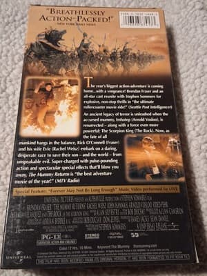 The Mummy Returns VHS 2001 Starring Brendan Fraser - Thumbnail 2