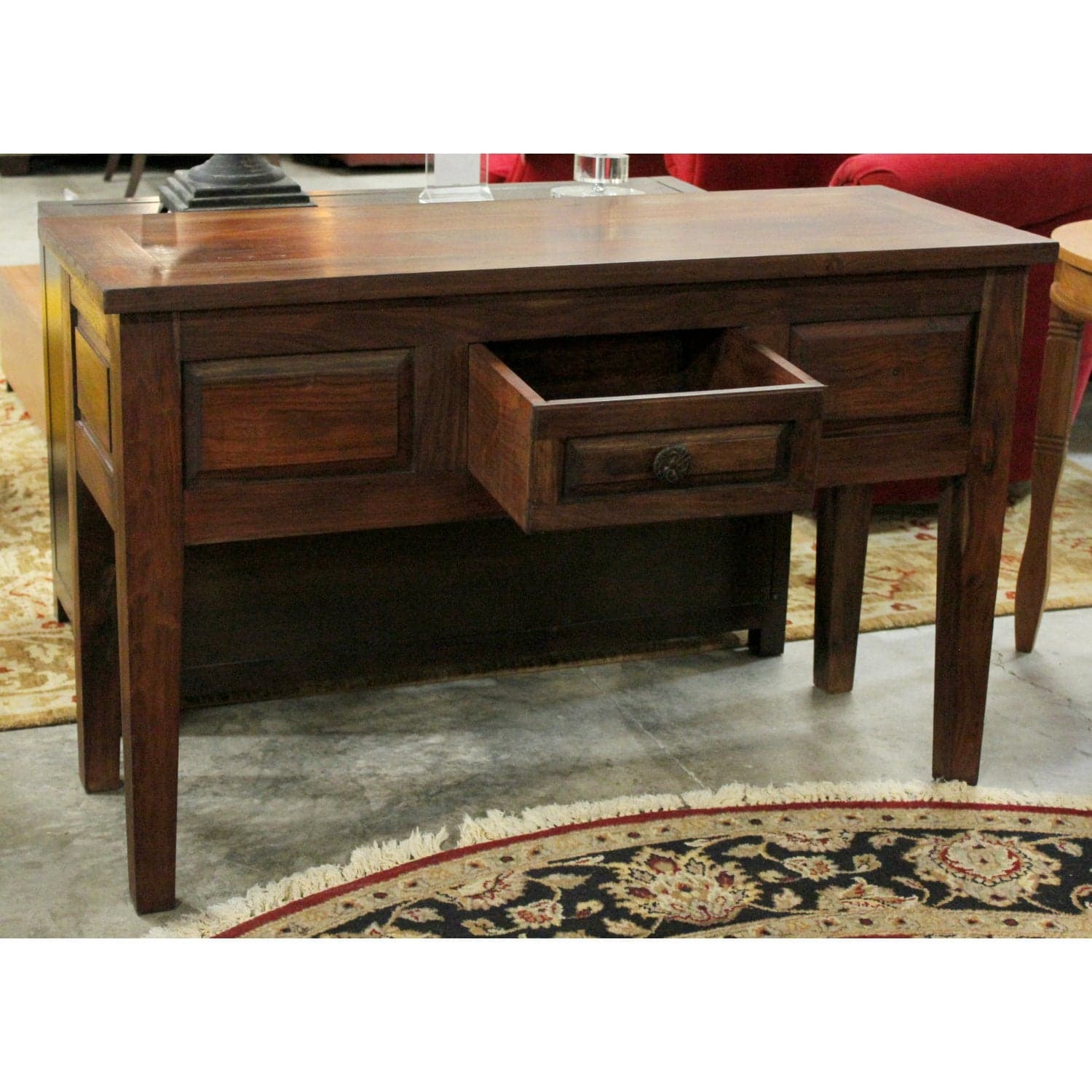 Solid Tropical Wood Console Table - Dark Finish - Thumbnail 2
