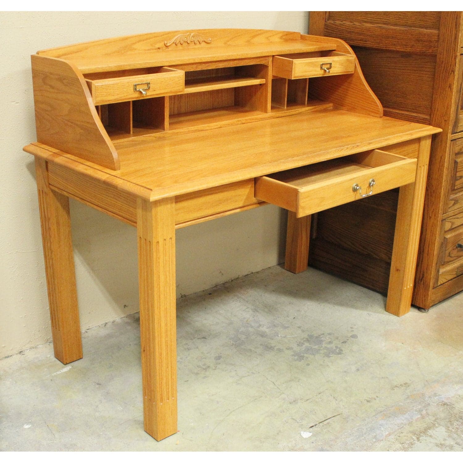 Golden Oak Writing Desk w/Hutch - Golden Oak - Thumbnail 3