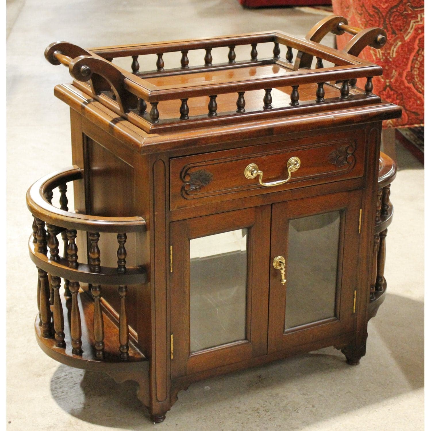 Mahogany Accent Cabinet w/Glass Doors & Tray - Mahogany - Thumbnail 3