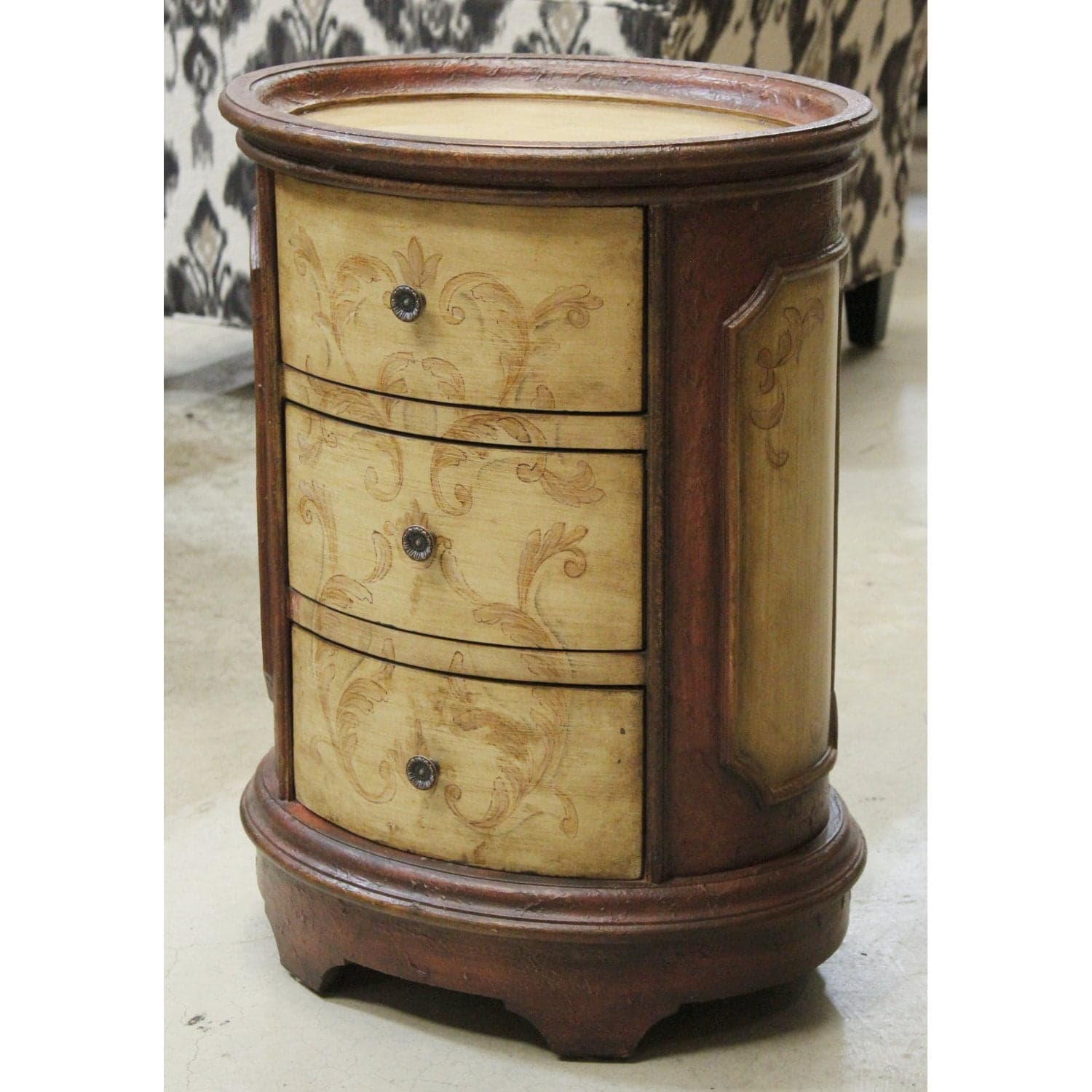 Oval 3 Drawer Handpainted Chest - Thumbnail 2