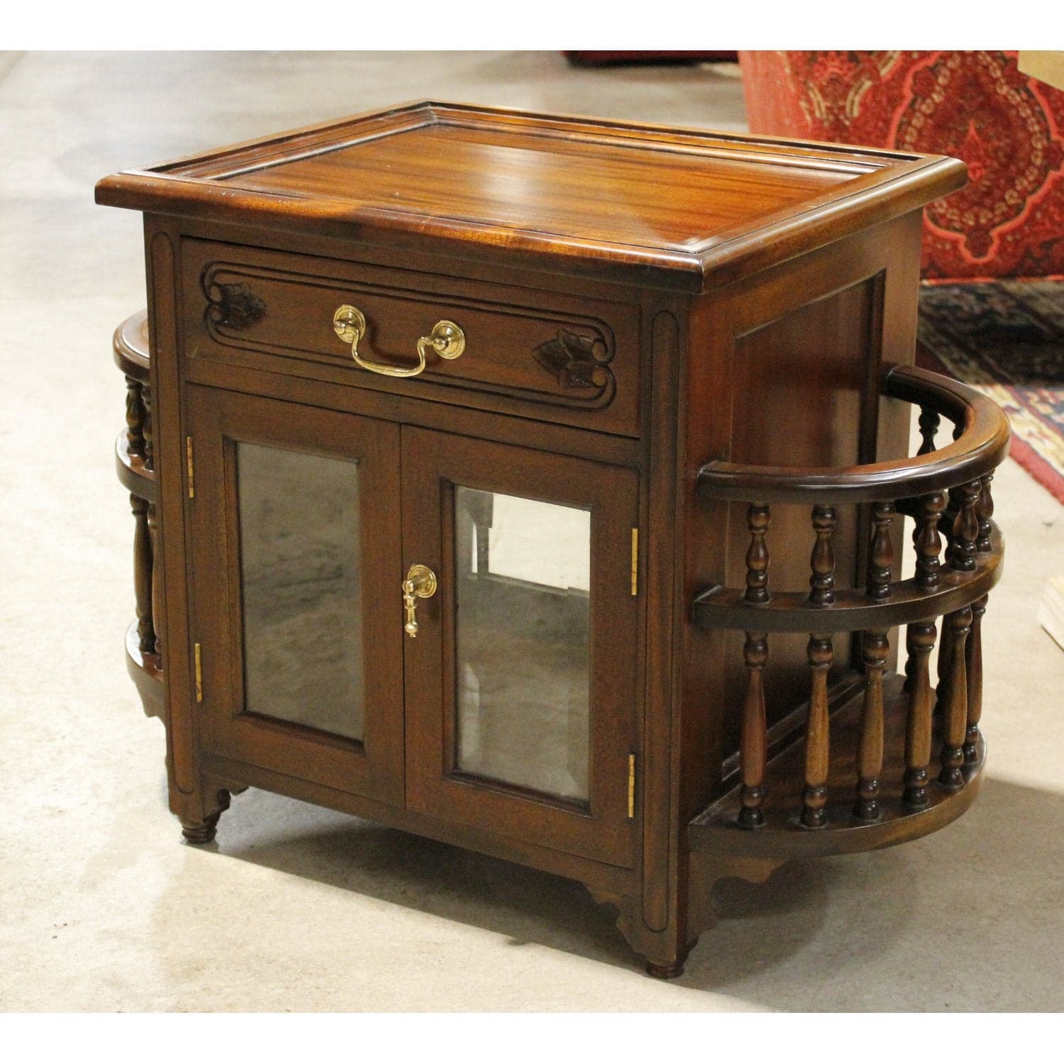 Mahogany Accent Cabinet w/Glass Doors & Tray - Mahogany - Thumbnail 4