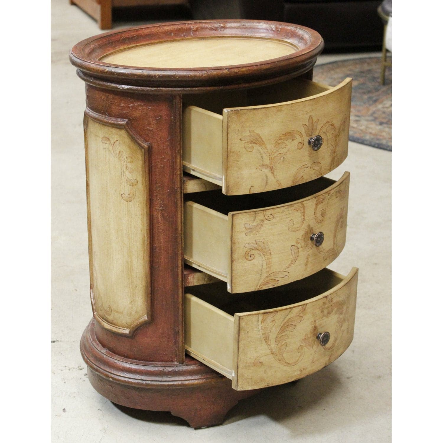 Oval 3 Drawer Handpainted Chest - Thumbnail 4