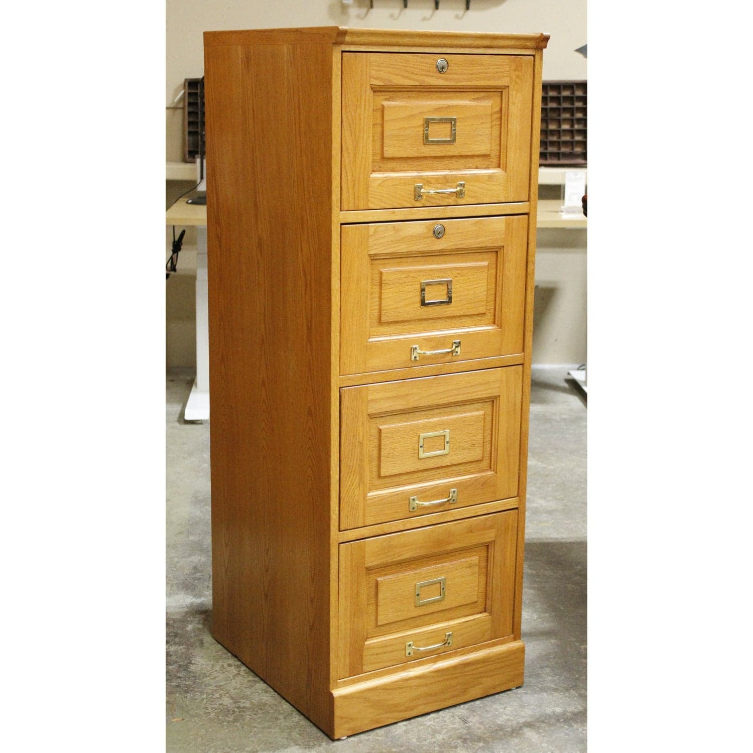 Golden Oak 4 Drawer File Cabinet - Golden Oak - Thumbnail 4