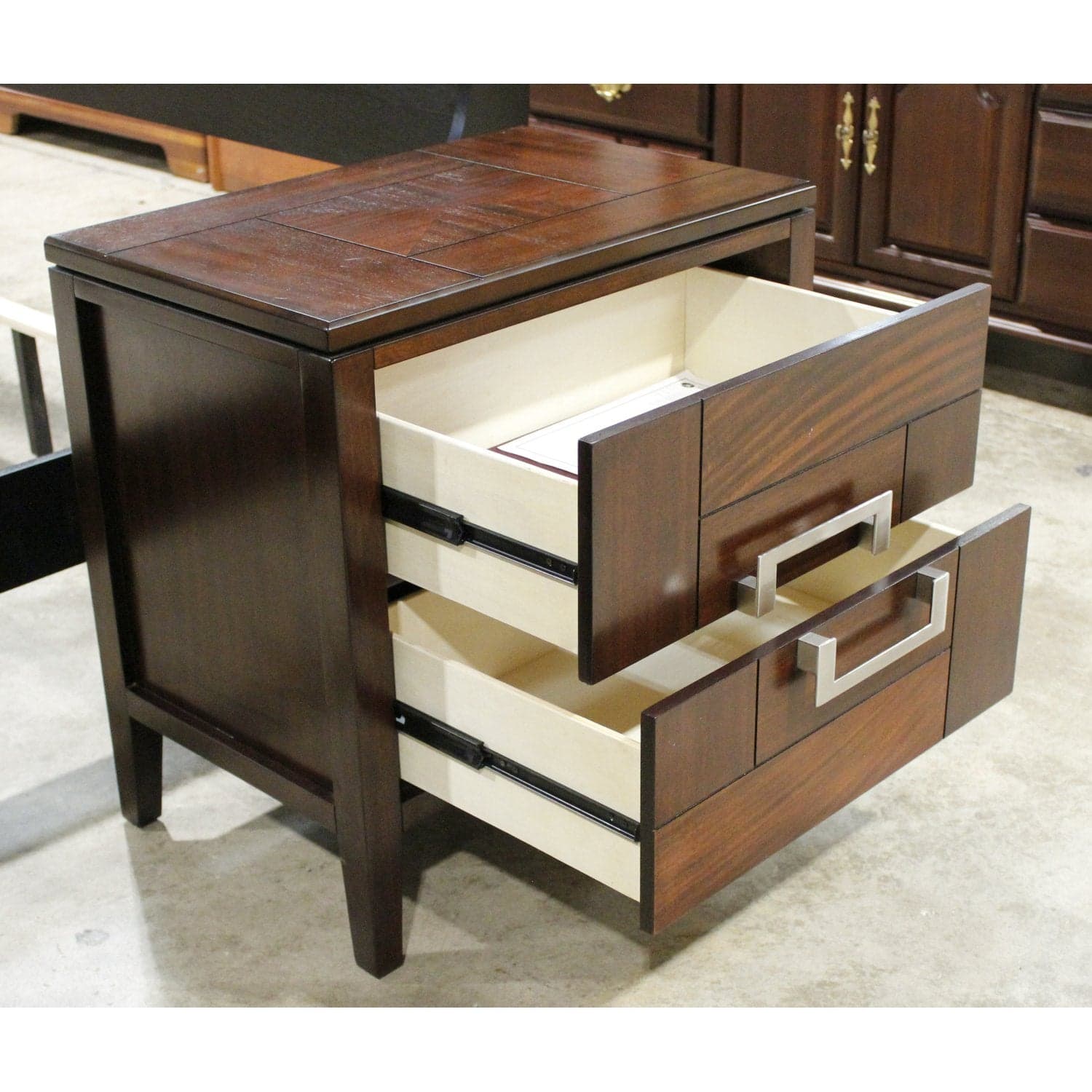 Magnussen Home "Carleton" 2 Drawer Inlaid Top Nightstand - Dark Brown - Thumbnail 2