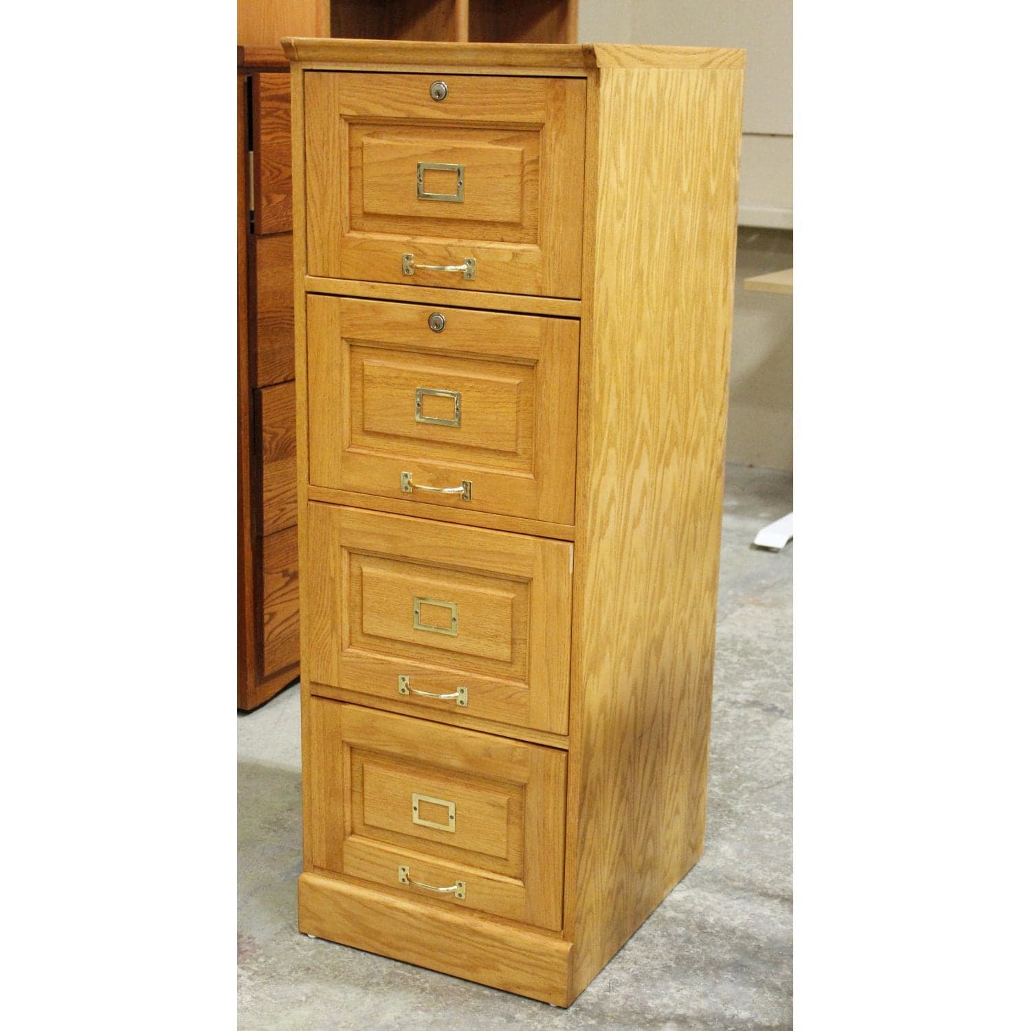 Golden Oak 4 Drawer File Cabinet - Golden Oak - Thumbnail 3