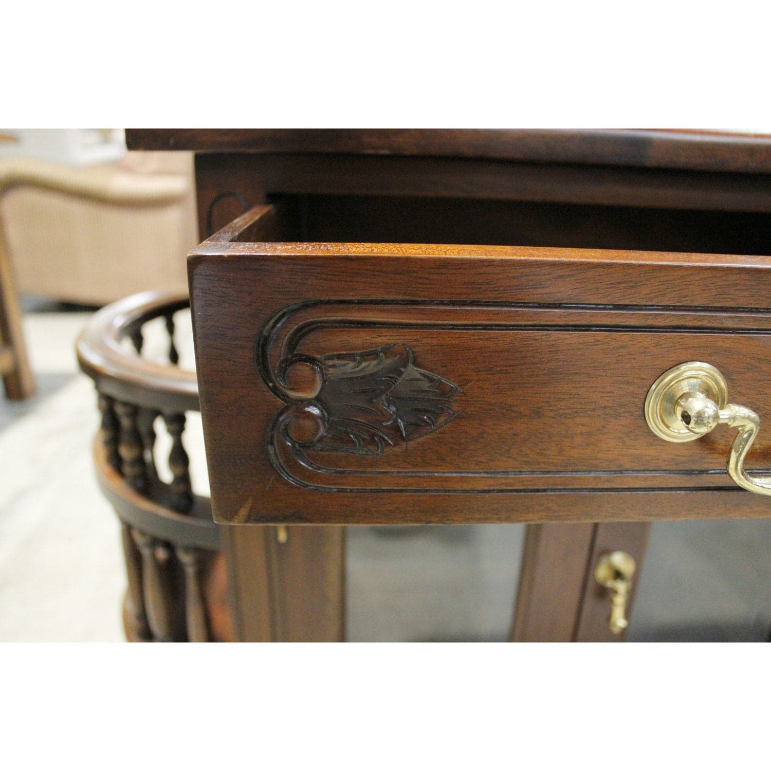 Mahogany Accent Cabinet w/Glass Doors & Tray - Mahogany - Thumbnail 6
