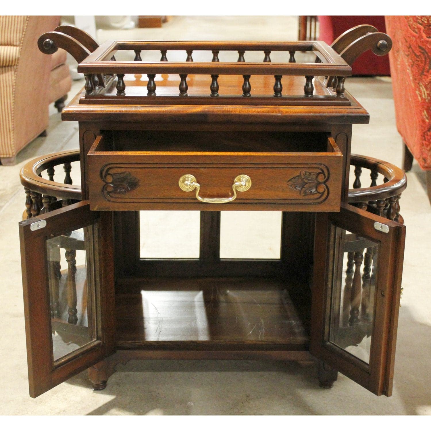 Mahogany Accent Cabinet w/Glass Doors & Tray - Mahogany - Thumbnail 2