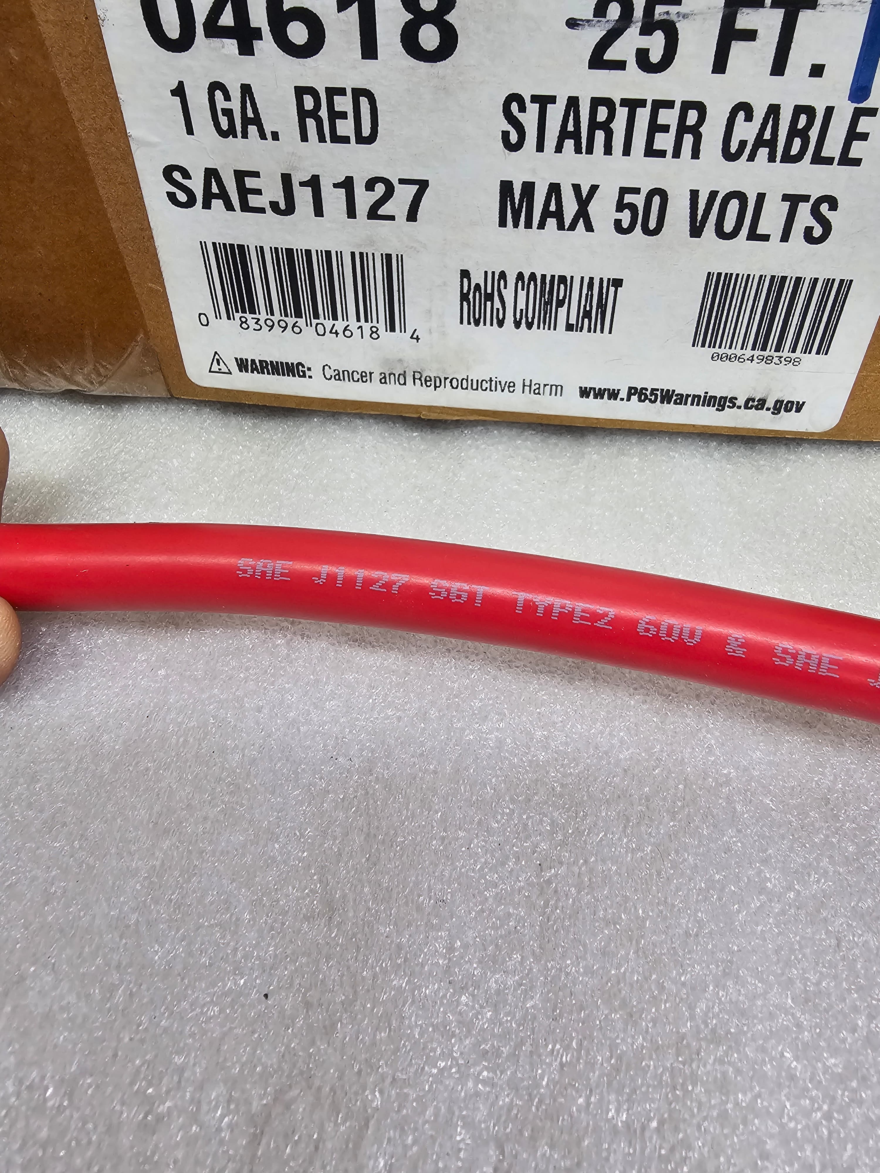1 GA Red Starter Cable SAEJ1127 50 Volts - Thumbnail 2