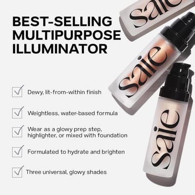 Saie Multipurpose Illuminator Dewy Highlighter Water-Based Glow- Roseglow (1 oz)