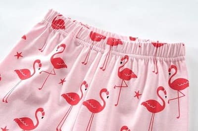 Girls Pink Flamingo Pajama Set Short Sleeve Cotton Size 3T - Thumbnail 5