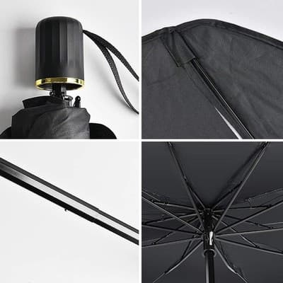 44 x 25 Car Windshield Sun Shade Umbrella — UV Heat Shield, Foldable Reflector - Thumbnail 3