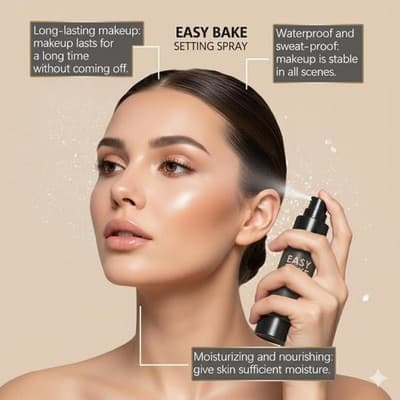 Easy Bake Setting Spray – Waterproof Long-Lasting Makeup Lock (100ml) - Thumbnail 2