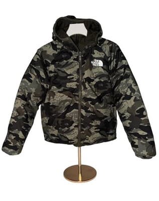 The North Face Boys Hooded Puffer Jacket Olive Green Camo Lining Size M - Thumbnail 6