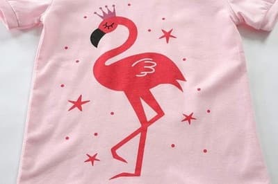 Girls Pink Flamingo Pajama Set Short Sleeve Cotton Size 3T - Thumbnail 2