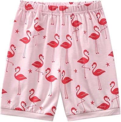 Girls Pink Flamingo Pajama Set Short Sleeve Cotton Size 3T - Thumbnail 3