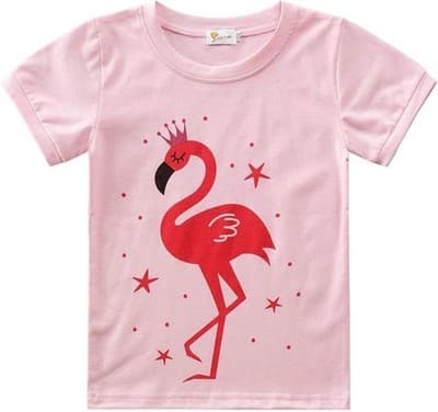 Girls Pink Flamingo Pajama Set Short Sleeve Cotton Size 3T - Thumbnail 4