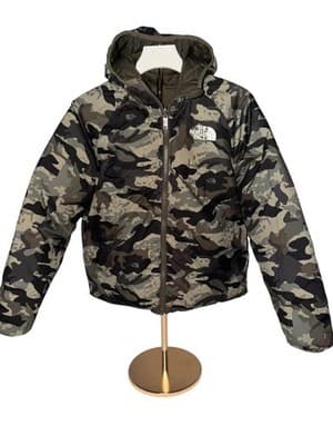 The North Face Boys Hooded Puffer Jacket Olive Green Camo Lining Size M - Thumbnail 7