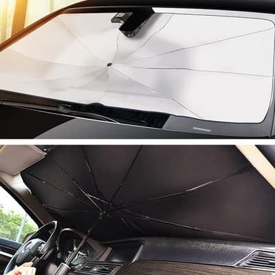 44 x 25 Car Windshield Sun Shade Umbrella — UV Heat Shield, Foldable Reflector - Thumbnail 2