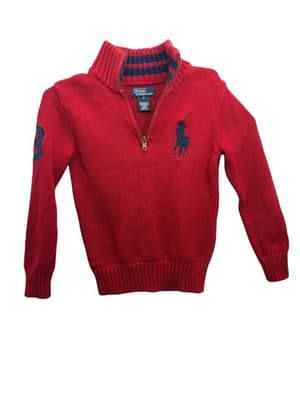 Polo Ralph Lauren Boys Red Quarter-Zip Sweater Size 6 - Thumbnail 6