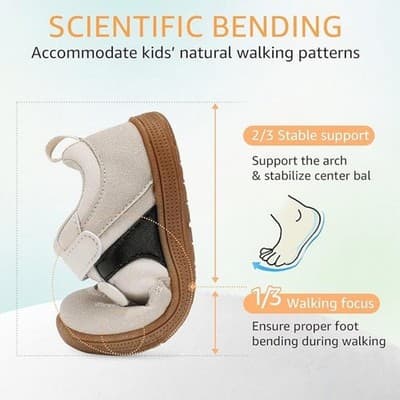 Toddler Beige Sneakers Wide Toe Box Breathable Shoes (Size: Toddler 8) - Thumbnail 4