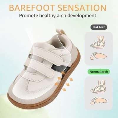 Toddler Beige Sneakers Wide Toe Box Breathable Shoes (Size: Toddler 8) - Thumbnail 2