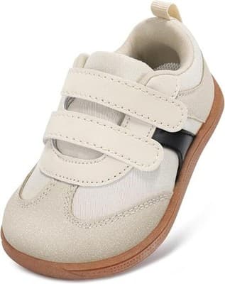 Toddler Beige Sneakers Wide Toe Box Breathable Shoes (Size: Toddler 8)