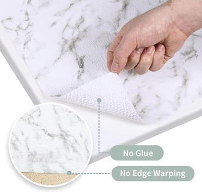 Marble Pattern Kitchen Countertop and Drawer Liners, Easy-Cut, No Glue, White - Thumbnail 3