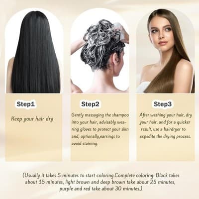 Nova Hair Dye Shampoo 3-in-1 Gray Coverage Men & Women Black - Thumbnail 5