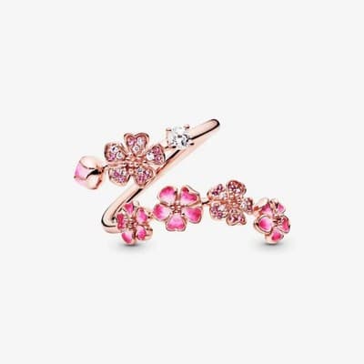 Pandora Floral Ring | Rose Gold Sparkle | Feminine, Elegant Statement Sz US7/N - Thumbnail 3