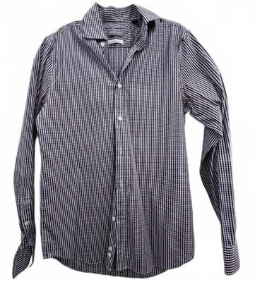 Michael Kors Mens Slim Fit Travel Stretch Gingham Shirt Burgundy - Thumbnail 5