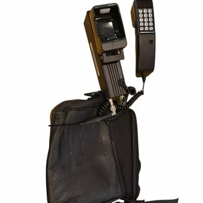 Vintage 80s Car Phone Brick – Wall Street Era Mobile Tech – Movie Prop Ready - Thumbnail 2