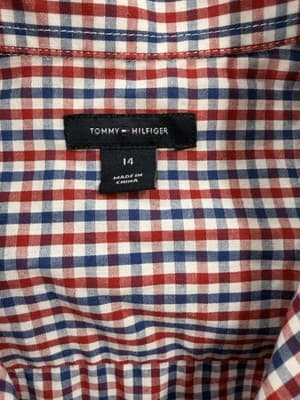 Tommy Hilfiger Boys Red Blue Checkered Button Down Shirt Size 14 - Thumbnail 5