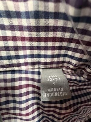 Michael Kors Mens Slim Fit Travel Stretch Gingham Shirt Burgundy - Thumbnail 6