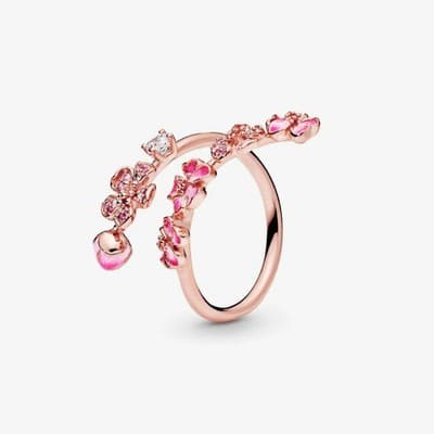 Pandora Floral Ring | Rose Gold Sparkle | Feminine, Elegant Statement Sz US7/N