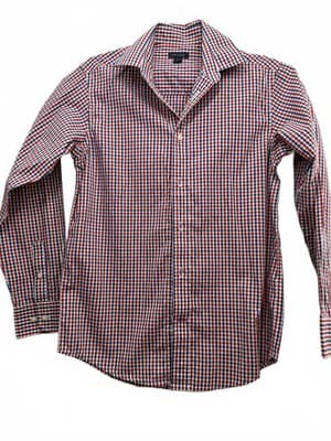 Tommy Hilfiger Boys Red Blue Checkered Button Down Shirt Size 14