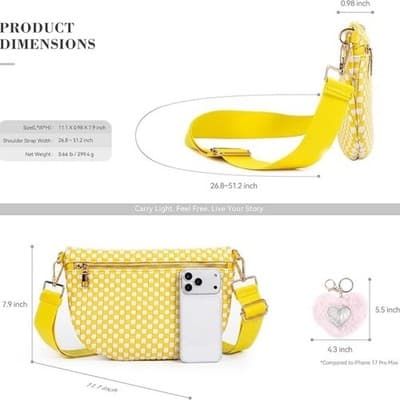 NEW!!! Yellow & White Woven Crossbody Bag — Vegan Leather - Thumbnail 2